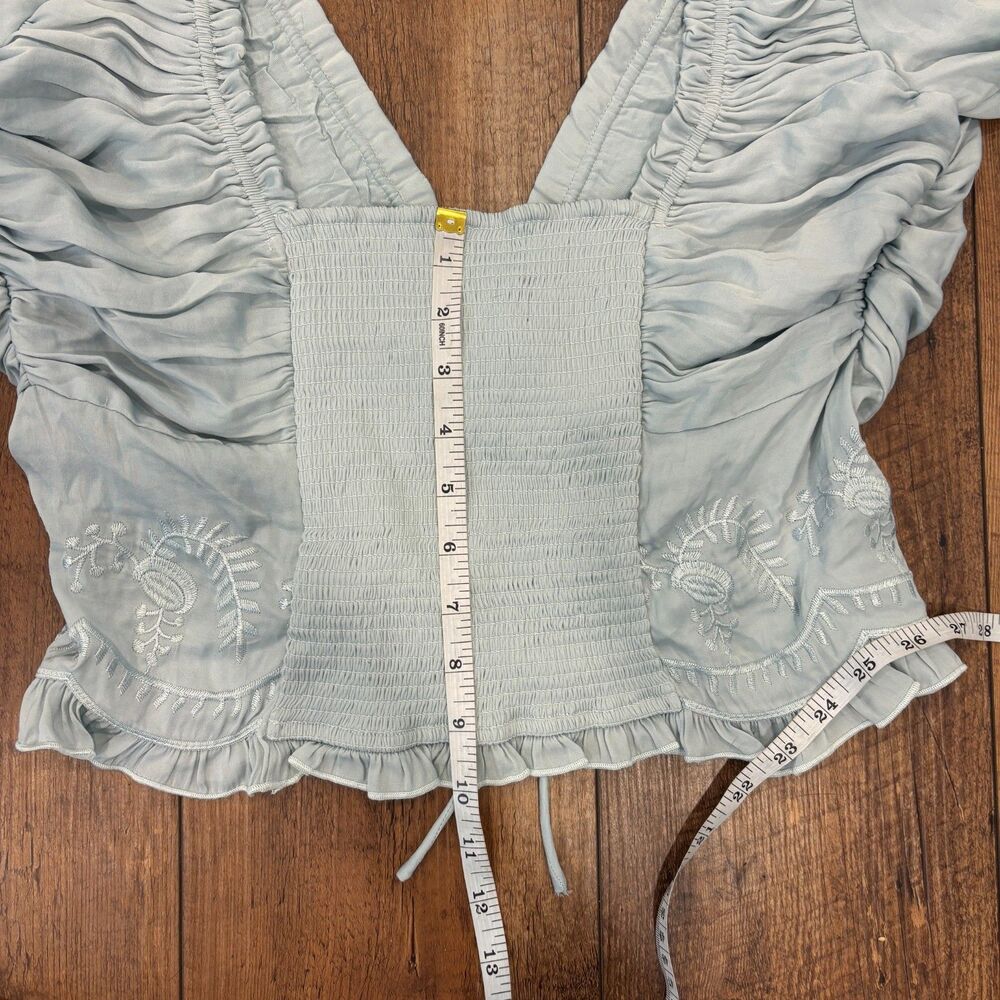 NWT Free People Veronica Embroidered Top Baby Blue Women's Size M $128 SOLD OUT - Picture 7 of 7